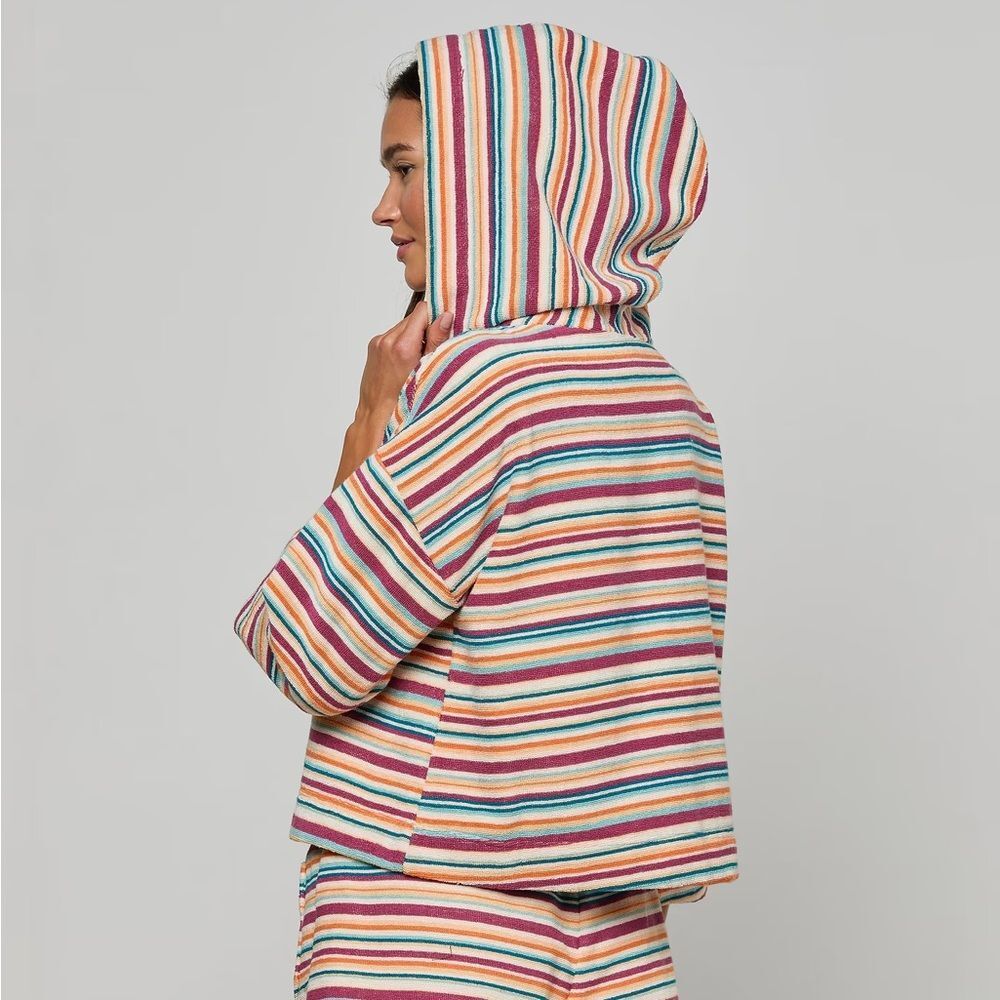 L'AGENCE Lee Cover-Up Poncho in multi watercolor stripe size small NWT - Picture 2 of 5
